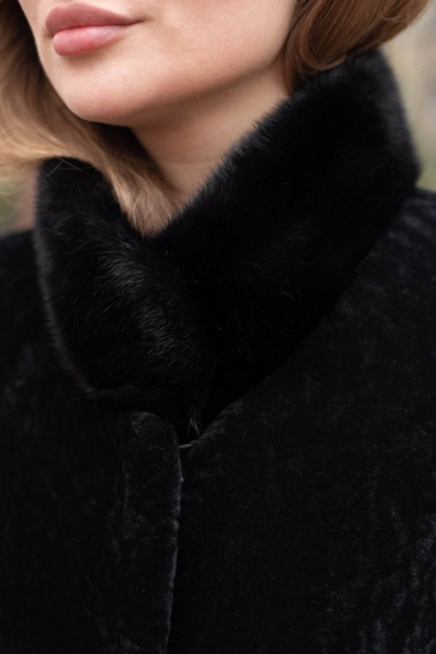 Пальто из овчины астраган с норковой опушкой и воротником Мехофф Линия19.12-12 черный - фото 9