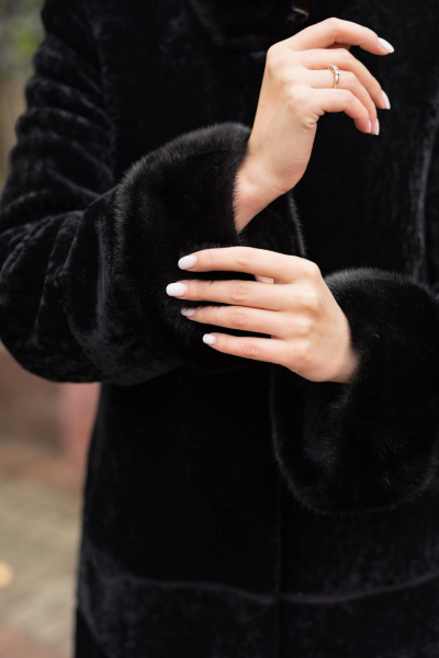 Пальто из овчины астраган с норковой опушкой и воротником Мехофф Линия19.12-12 черный - фото 8