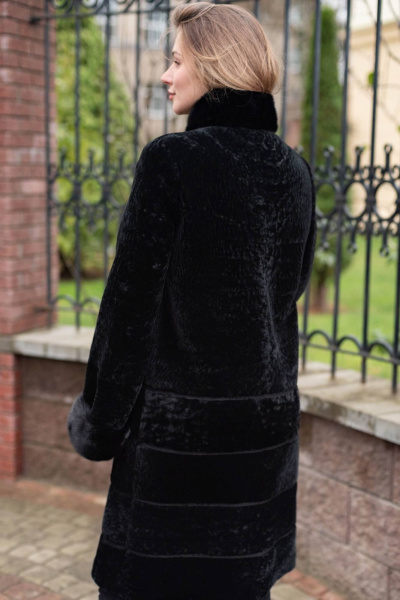 Пальто из овчины астраган с норковой опушкой и воротником Мехофф Линия19.12-12 черный - фото 6