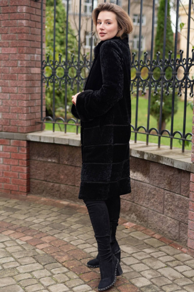 Пальто из овчины астраган с норковой опушкой и воротником Мехофф Линия19.12-12 черный - фото 3