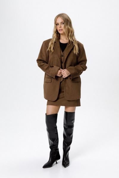 Жакет, юбка PiRS 6306 коричневый - фото 5