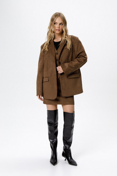 Жакет, жилет, юбка PiRS 6307 коричневый - фото 1