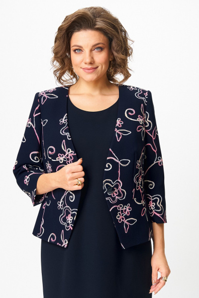 Жакет, платье Zlata 4460 синий_цветы - фото 3