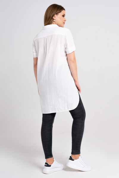 Блуза с цветочным принтом и V-образным вырезом из хлопка Панда 28040z белый - фото 3