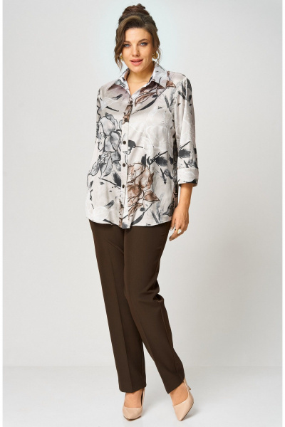 Блуза БелЭльСтиль 877-3_26_22 бежево-коричневый - фото 5