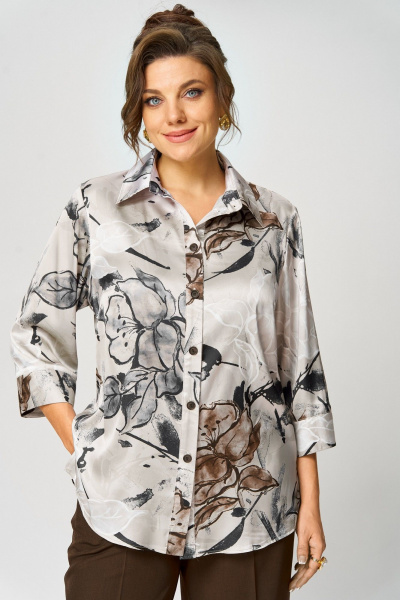 Блуза БелЭльСтиль 877-3_26_22 бежево-коричневый - фото 2