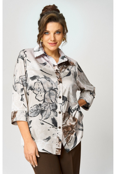 Блуза, брюки БелЭльСтиль 877- 3_26_22+609-3_23_22 бежево-коричневый - фото 8