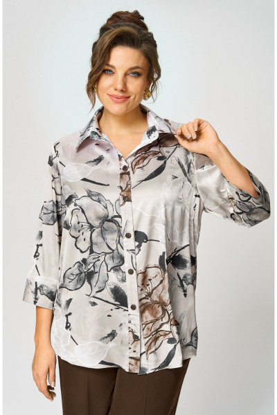 Блуза, брюки БелЭльСтиль 877- 3_26_22+609-3_23_22 бежево-коричневый - фото 5