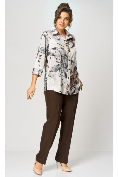 Блуза, брюки БелЭльСтиль 877- 3_26_22+609-3_23_22 бежево-коричневый - фото 3