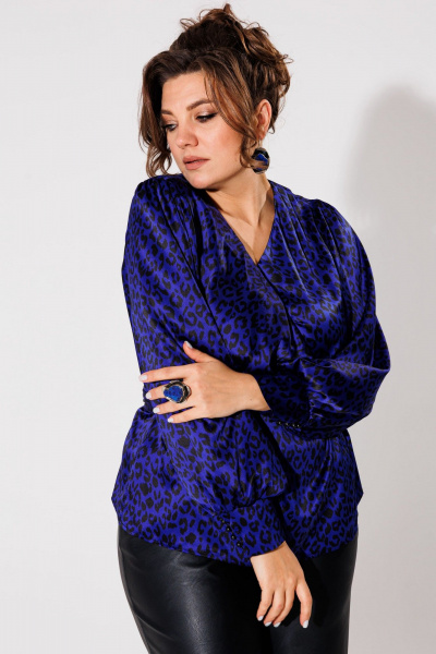 Блуза Anelli 1735 индиго_лео - фото 6