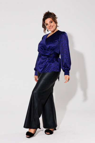 Блуза Anelli 1735 индиго_лео - фото 2