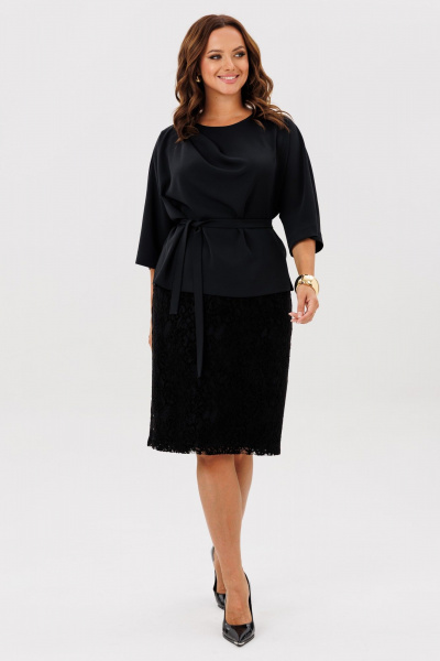 Блуза, юбка TVIN 7886 черный - фото 1