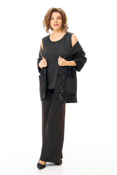 Брюки, жакет, топ VI ORO VR-1238 черный - фото 17