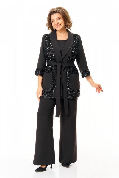 Брюки, жакет, топ VI ORO VR-1238 черный - фото 1