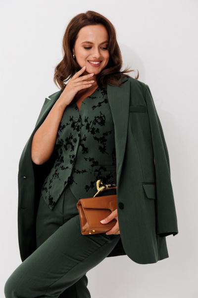 Брюки, жакет, жилет Mislana 1263 зеленый - фото 6