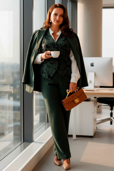 Брюки, жакет, жилет Mislana 1263 зеленый - фото 9