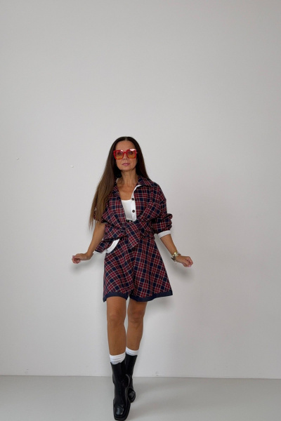 Блуза Mars design 1081 клетка_сине_красная - фото 7