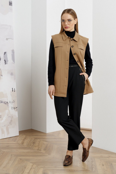 Жакет бежевый для повседневного образа из текстиля Noche mio 3.617 - фото 1