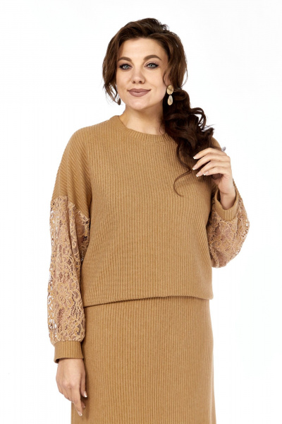 Джемпер, юбка Элль-стиль 2430 кэмел - фото 11