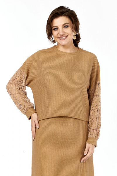 Джемпер, юбка Элль-стиль 2430 кэмел - фото 9