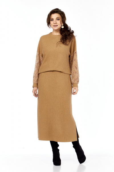 Джемпер, юбка Элль-стиль 2430 кэмел - фото 1