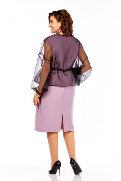 Накидка, платье Ольга Стиль С-973 розово-черный - фото 6