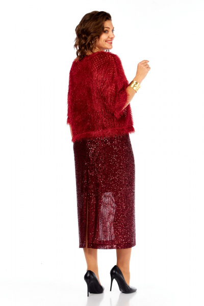 Блуза, юбка Ольга Стиль Л-413 темно-красный - фото 6