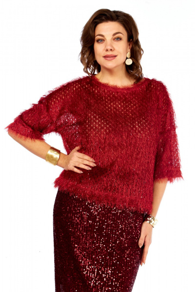 Блуза, юбка Ольга Стиль Л-413 темно-красный - фото 5