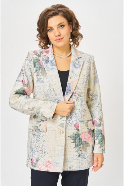 Жакет БелЭльСтиль 762-3_24_22 молочный твид - фото 1