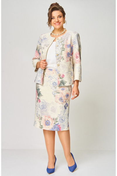 Жакет, юбка БелЭльСтиль 861-2_59_22+557-2_76_22 молочный твид - фото 8