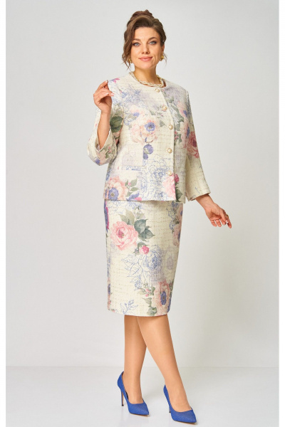 Жакет, юбка БелЭльСтиль 861-2_59_22+557-2_76_22 молочный твид - фото 6