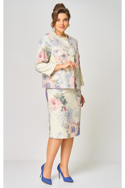 Жакет, юбка БелЭльСтиль 861-2_59_22+557-2_76_22 молочный твид - фото 5