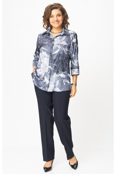 Блуза БелЭльСтиль 877-3_26_22 синий принт - фото 4