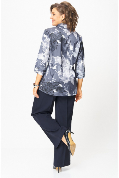 Блуза, брюки БелЭльСтиль 877-3_26_22+601-2_88_22 синий принт+синий - фото 9