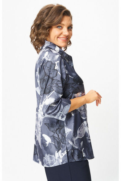 Блуза, брюки БелЭльСтиль 877-3_26_22+601-2_88_22 синий принт+синий - фото 8