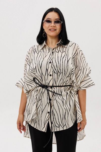 Блуза, брюки Anastasia 1260.2 молочный/черный - фото 6