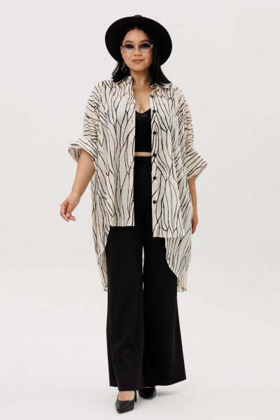 Блуза, брюки Anastasia 1260.2 молочный/черный - фото 1
