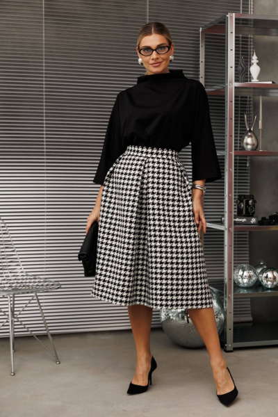 Блуза, юбка Anastasia 1285 черно-белый - фото 1