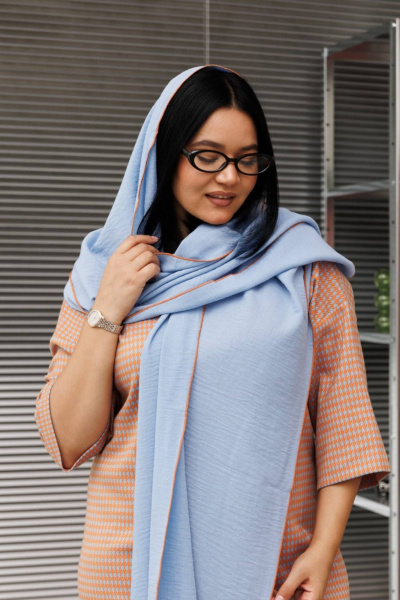 Палантин, платье Anastasia 1188.2 гусиная_лапка(оранжево-голубой) - фото 6