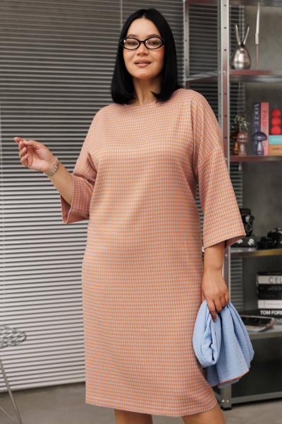 Палантин, платье Anastasia 1188.2 гусиная_лапка(оранжево-голубой) - фото 5