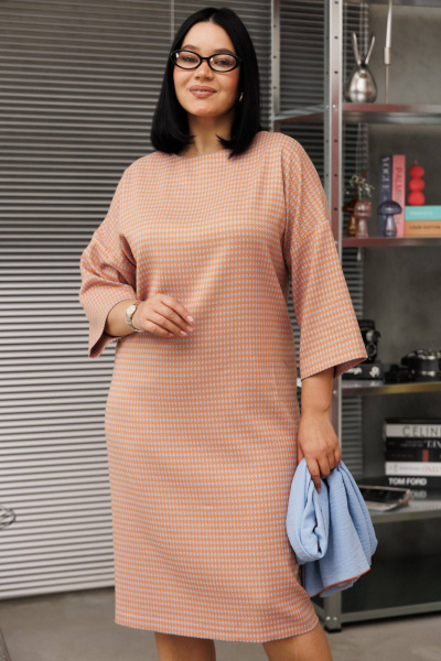 Палантин, платье Anastasia 1188.2 гусиная_лапка(оранжево-голубой) - фото 4