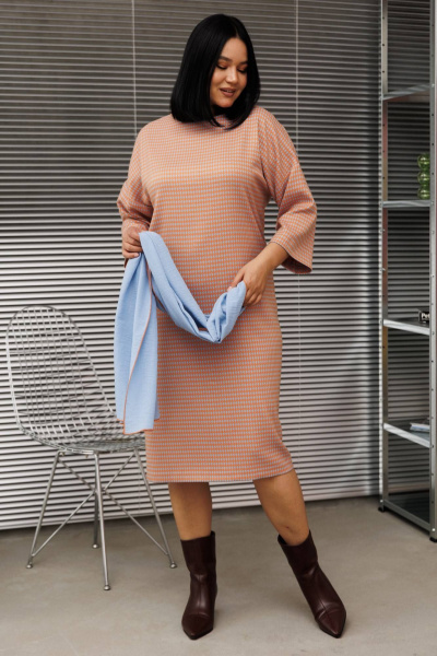 Палантин, платье Anastasia 1188.2 гусиная_лапка(оранжево-голубой) - фото 3