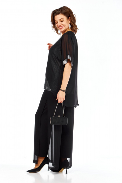 Блуза, брюки БагираАнТа 1080 черный-серебро - фото 9