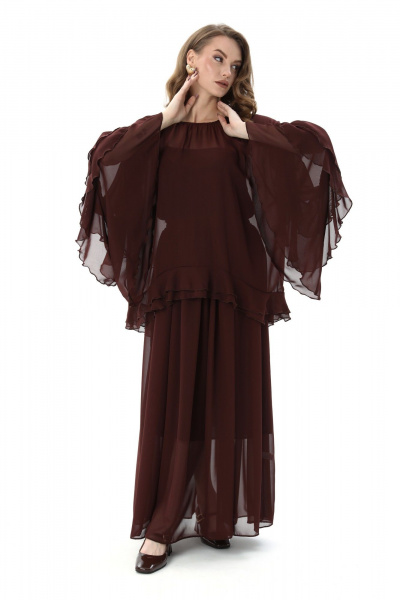 Блуза, комбинация, юбка NikVa 1001-3 шоколад - фото 1