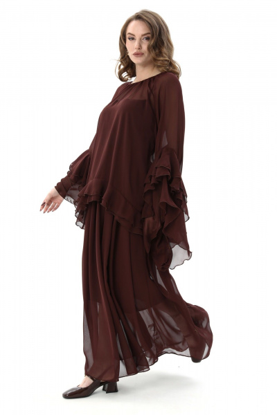 Блуза, комбинация, юбка NikVa 1001-3 шоколад - фото 4