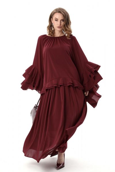 Блуза, комбинация, юбка NikVa 1001-4 винный - фото 1
