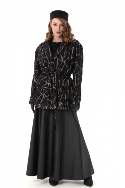 Кардиган, юбка NikVa 1005-1 чёрная геометрия и чёрный - фото 9