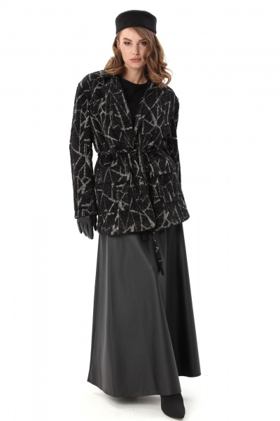 Кардиган, юбка NikVa 1005-1 чёрная геометрия и чёрный - фото 1