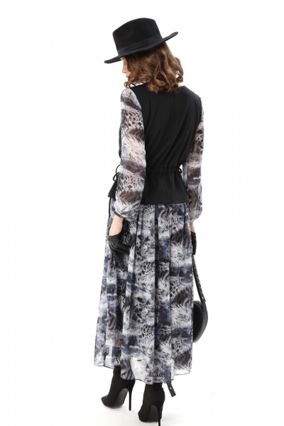 Платье NikVa 740-19 чёрный_ серая_абстракция - фото 8