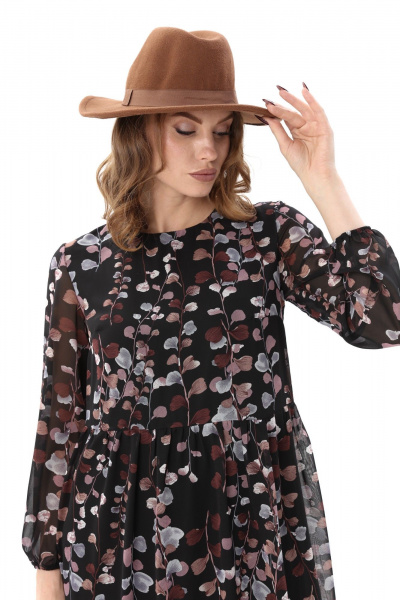 Платье NikVa 801-7 листья мультиколор - фото 9